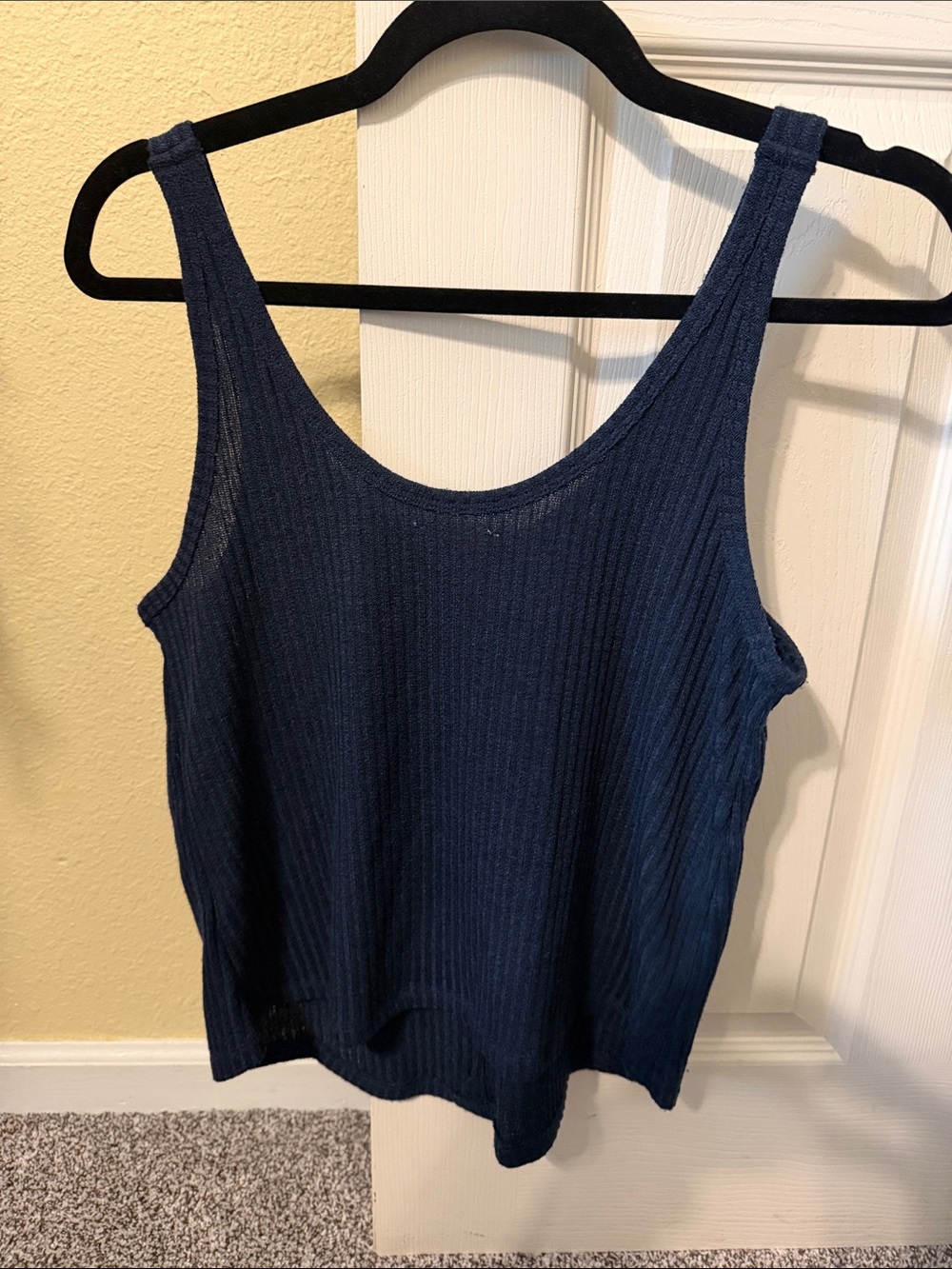 Pink Lily Navy Ribbed Button Tank - Picture 4 of 4